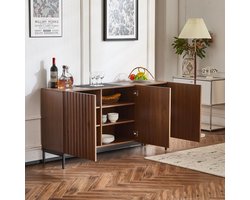 COVREO dressoir 150x40x80 cm - 3 deuren, verstelbare planken, donkerbruin