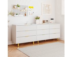 COVREO Dressoir 200x40x72 cm - wit MDF, 9 laden, modulaire opstelling