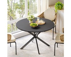 COVREO Eettafel 120 x 120 x 76 cm zwart spaanplaat en metaal voor 4 tot 6 personen
