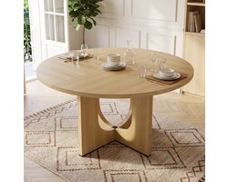 COVREO Eettafel 120x120x75 cm oak, MDF rond voor 4-6 personen