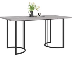 COVREO Eettafel 140 x 80 x 75 cm - grijs MDF tafelblad met marmerlook fineer en metalen frame