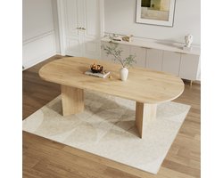 COVREO Eettafel 140/180x90x75 cm – eikenkleur, MDF, uitschuifbaar tot 6-8 personen