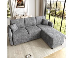 COVREO Hoekbank 187,5x144x85,5 cm grijs, chenille met liggedeelte