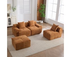 COVREO Hoekbank 268 x 174 x 81 cm oranje, stof met 4 modules zonder montage
