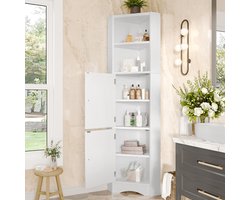COVREO Hoekkast 51,7x32x155,4 cm wit, MDF met verstelbare planken