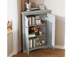 COVREO Hoekkast 61,5x34,5x80 cm grijs, MDF met 2 deuren en 3 vakken