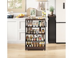 COVREO Kastwagen 55 x 20 x 85 cm zwart bruin, MDF, 4 verstelbare planken