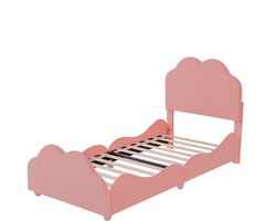 COVREO Kinderbed 90 x 200 cm - roze, wolkenvormig, met verstelbaar hoofdeinde