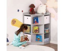 COVREO Kinderkast 57,4 x 57,4 x 94 cm grijs, MDF met 3 boxen