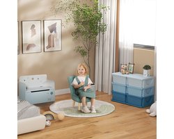 COVREO Kinderkast 75x37x56,5 cm blauw, kunststof met 6 lades organizer