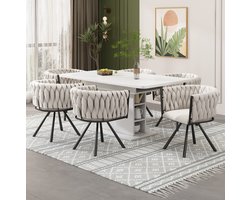 COVREO Kuipstoel 59x54x72 cm beige en zwart, stof en metaal draaibaar