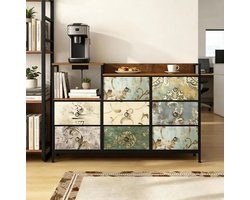 COVREO Ladekast 132 x 88 x 29 cm multicolor, van metaal hout en stof met USB