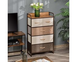 COVREO Ladekast 58x29x99 cm multicolor, 5 stoffen lades met MDF blad