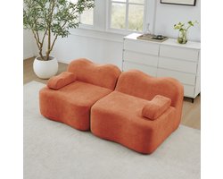 COVREO Modulaire 2-zitsbank 192 x 98 x 70 cm – oranje velvet, zonder montage
