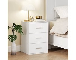 COVREO Nachtkastje 40x35x60 cm - wit, MDF, 3 laden en melamine afwerking