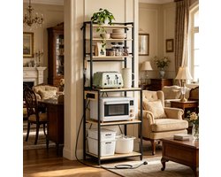 COVREO Open kast 60 x 40 x 167 cm licht eiken, met stekkerdoos en haken
