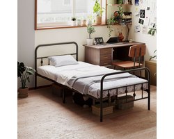 COVREO Opklapbed 206,9 x 91,8 x 82,5 cm zwart metaal, 150 kg