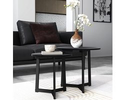 COVREO Salontafel set 48x48x45 cm zwart, MDF en staal nestbaar