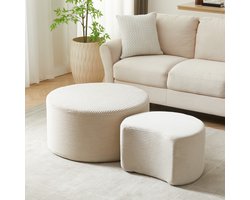 COVREO Salontafel set van 2 127 x 81 x 40 cm - gepolsterd, beige, geen montage