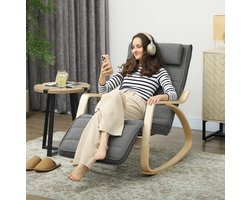 COVREO Schommelstoel 67 x 106 x 92 cm, grijs, stof met massage en lendenverwarming