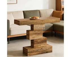 COVREO Sidetable 108 x 30 x 80 cm lichtbruin, houtlook geometrische sokkel