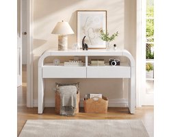 COVREO Sidetable 120x35,5x76,5 cm wit MDF, met 2 lades en opbergruimte