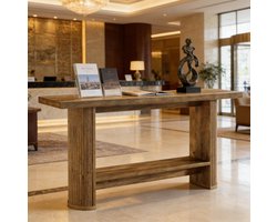 COVREO Sidetable 140 x 30 x 80 cm, bruin hout, modern met onderplank