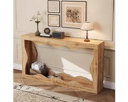 COVREO Sidetable 160,5 x 30 x 86,5 cm - naturel, houtlook, 2 open niveaus