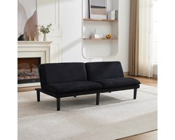 COVREO Slaapbank 167 x 84 x 67 cm zwart, velvet met 3 standen en hoge poten