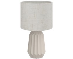 COVREO Tafellamp 22x22x39 cm beige keramiek, met linnen lampenkap en E27