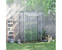 COVREO Tomatenkas 100x50x150 cm – transparante kunststof hoes, oprolbare deur, stalen frame