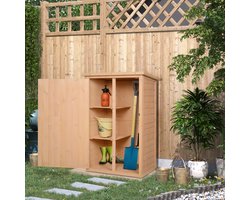 COVREO Tuinopbergkast 75x56x115 cm naturel hout, met 2 planken en slot