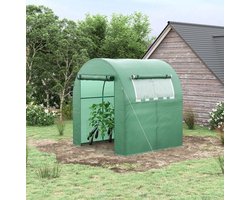 COVREO Tunnelkas 180 x 180 x 200 cm groen, staal met roldeur en zijraam