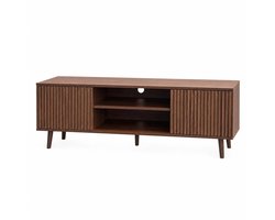 COVREO TV-meubel 138 cm Walnut MDF, open vakken en 2 deuren voor woonkamer