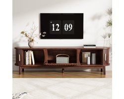 COVREO TV meubel 165 x 39,5 x 46 cm - bruin, met schuifdeuren en neerklapbare deur