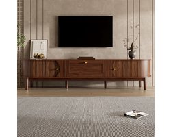 COVREO TV-meubel 170 x 39,5 x 38 cm - walnoot, met lade, schuifdeuren en gouden grepen