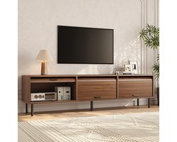 COVREO TV-meubel 180x40x55 cm walnoot MDF, 3 schuifdeuren en opbergruimte
