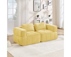 COVREO Tweezitsbank met brede armleuningen – 198x93x67 cm – Modulaire sofa met diepe zitting – Bank voor woonkamer – Geel