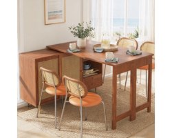 COVREO Uitklapbare tafel 187 x 40 x 76 cm - bruin MDF, 360° draaibaar met opbergruimte