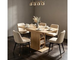 COVREO Uitschuifbare eettafel 130x70x75 cm naturel MDF, voor 6 personen