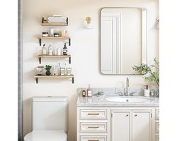 COVREO Wandplankenset set van 4, houtkleur, muurmontage, voor woonruimte