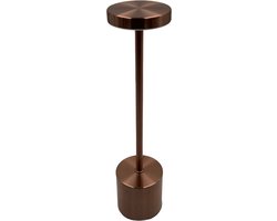 Cozy Creations Tafellamp - H34 cm - Tafellamp USB-C Oplaadbaar - 3 lichtkleuren - 5 á 6 uur licht - Dimbaar en Draadloos - Touch Lamp - Koper