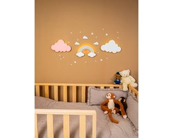 Cozy – Regenboog LED Wandlamp – Houten Nachtlampje voor de Kinderkamer – Handgemaakt & Batterij Aangedreven – Kindvriendelijke Wanddecoratie