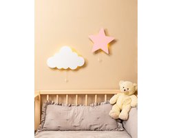 CozyCollections - Houten LED Nachtlamp - Wandlamp - Wolk & ster wandlamp set - Muurlamp - Kinderkamer - Baby