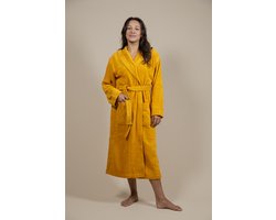 Cozylion Luxe Badjas Dames & Heren Capuchon - Sauna badjas - Ochtendjas dames & heren - Geel - Badstof - Wellness badjas