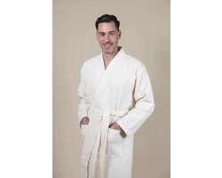 Cozylion Wafel Badjas Heren – Crème (Offwhite) – Sauna & Wellness Ochtendjas Katoen