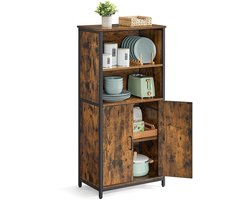 CozyLiving Keukenkast - Opbergkast - Opbergkasten met deuren - Verstelbare planken - 125x60x35 - Industrieel