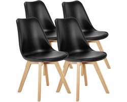 CozyLiving Set 4 stoelen - Eettafelstoelen - keuken tafel set met stalen frame, eettafel met opslagruimte - moderne eetkamerstoelen, rechthoekige eettafel, eetkamer stoelen - Zwart