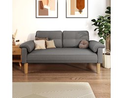 CozyLux 2-Zitsbank Loveseat met Armleuningen en Zijzakken – Compacte Stoffen Bank voor Woonkamer, Appartement of Kantoor – Moderne Design Bank – Donkergrijs – 145 x 77 x 77 cm UrbanHome