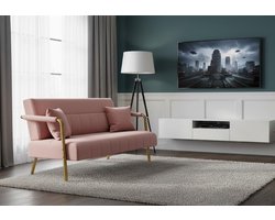 CozyLuxe Roze Tweezitsbank – Moderne Loveseat met Afneembare Kussens, Wasbare Bekleding en Stevige Metalen Poten – Compacte Sofa voor Woonkamer, Slaapkamer, Thuiskantoor & Studentenkamer – Ganeey